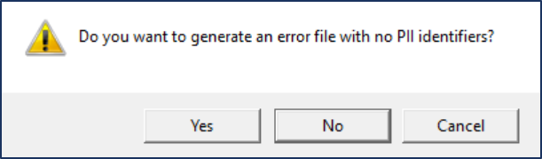 generate error file with no PII identifiers window